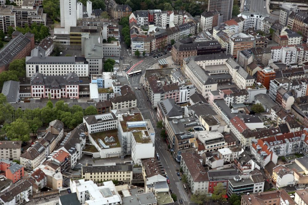 Luftaufnahme Mainz - Stadtansicht vom Innenstadtbereich der Altstadt in Mainz im Bundesland Rheinland-Pfalz, Deutschland