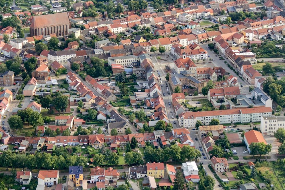 Angermünde aus der Vogelperspektive: Stadtansicht vom Innenstadtbereich in Angermünde im Bundesland Brandenburg