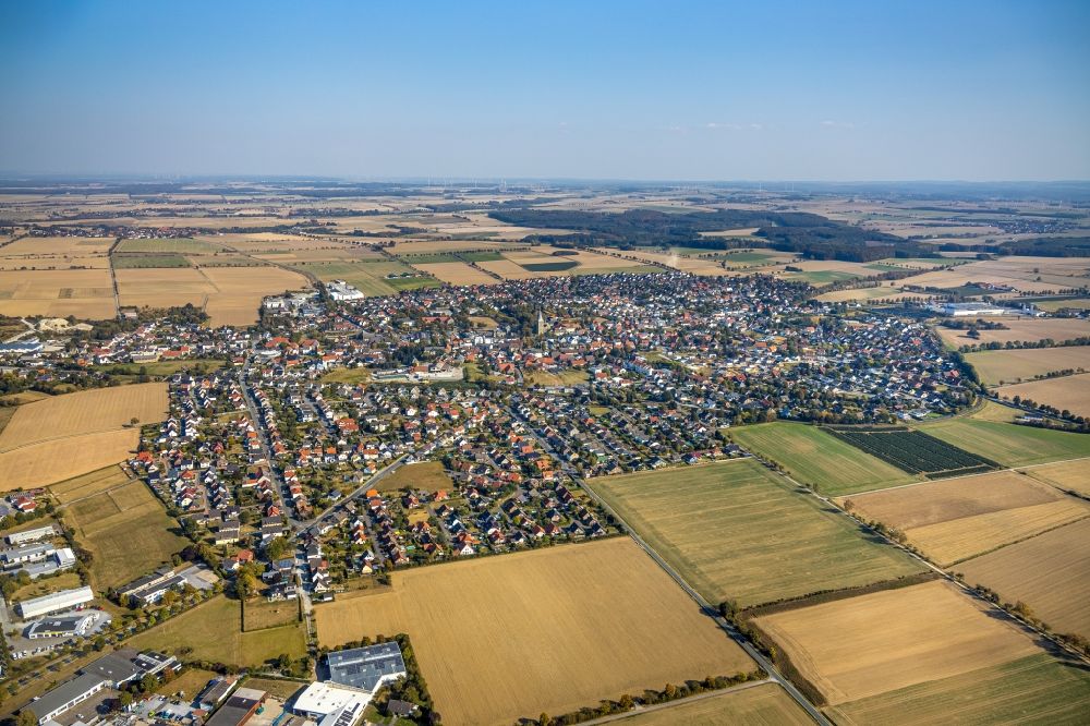 Anröchte aus der Vogelperspektive: Stadtansicht vom Innenstadtbereich in Anröchte im Bundesland Nordrhein-Westfalen, Deutschland