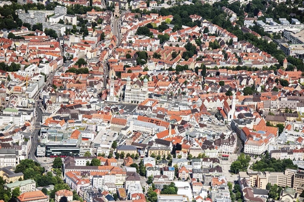 Luftbild Augsburg - Stadtansicht vom Innenstadtbereich in Augsburg im Bundesland Bayern, Deutschland
