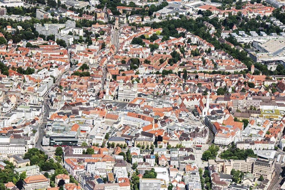 Luftaufnahme Augsburg - Stadtansicht vom Innenstadtbereich in Augsburg im Bundesland Bayern, Deutschland