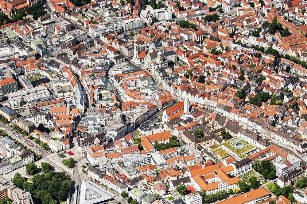 Luftaufnahme Augsburg - Stadtansicht vom Innenstadtbereich in Augsburg im Bundesland Bayern, Deutschland