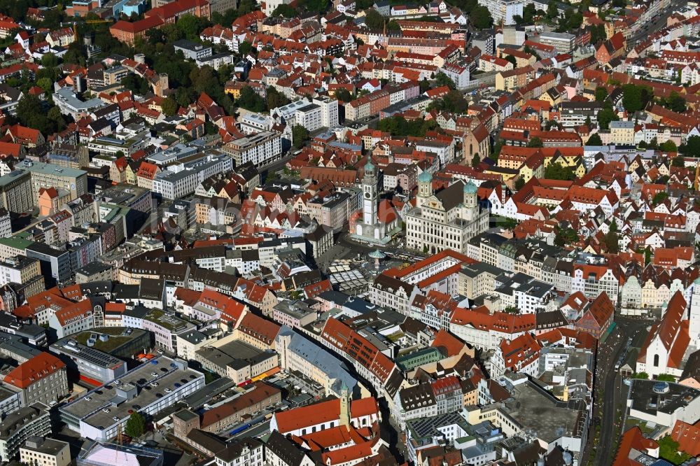 Augsburg von oben - Stadtansicht vom Innenstadtbereich in Augsburg im Bundesland Bayern, Deutschland