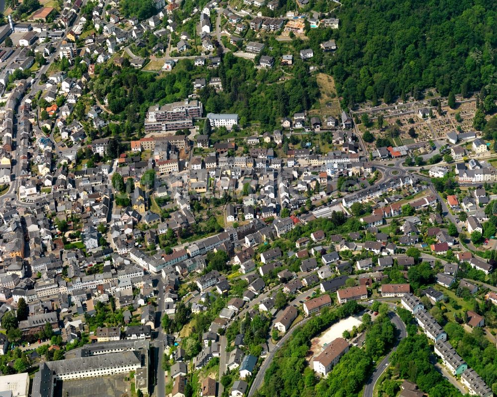 Bad Ems aus der Vogelperspektive: Stadtansicht vom Innenstadtbereich in Bad Ems im Bundesland Rheinland-Pfalz