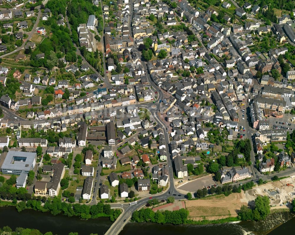 Bad Ems aus der Vogelperspektive: Stadtansicht vom Innenstadtbereich in Bad Ems im Bundesland Rheinland-Pfalz