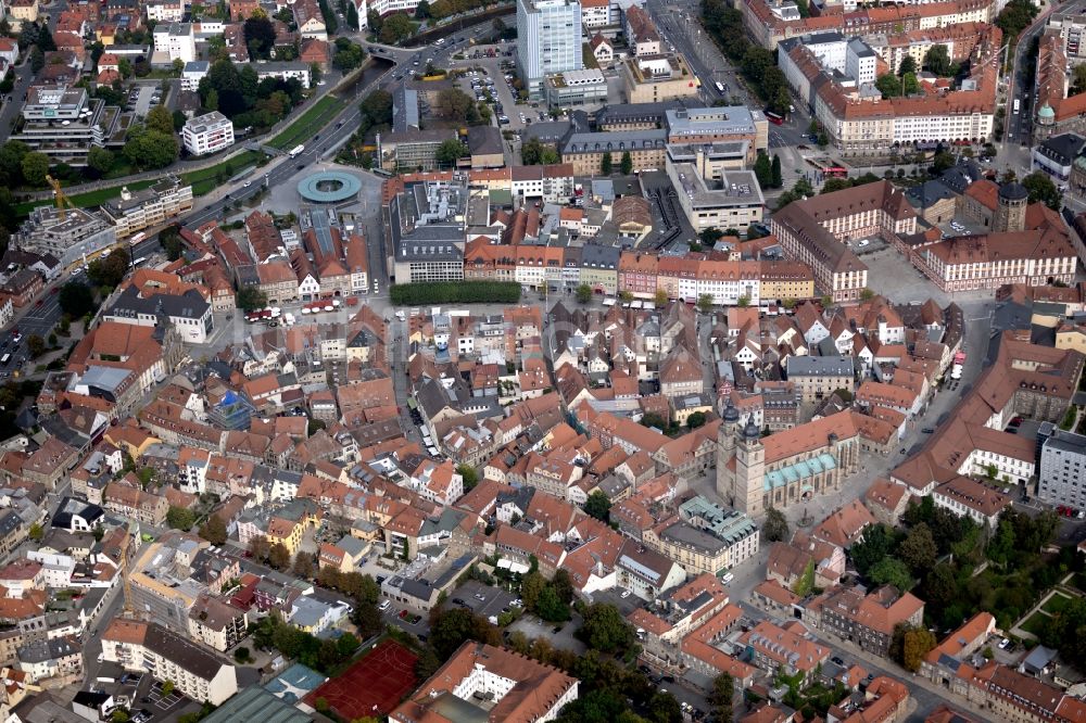 Bayreuth von oben - Stadtansicht vom Innenstadtbereich in Bayreuth im Bundesland Bayern