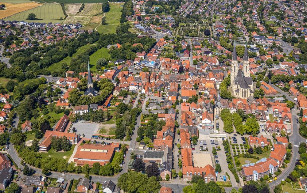 Luftaufnahme Billerbeck - Stadtansicht vom Innenstadtbereich in Billerbeck im Bundesland Nordrhein-Westfalen, Deutschland