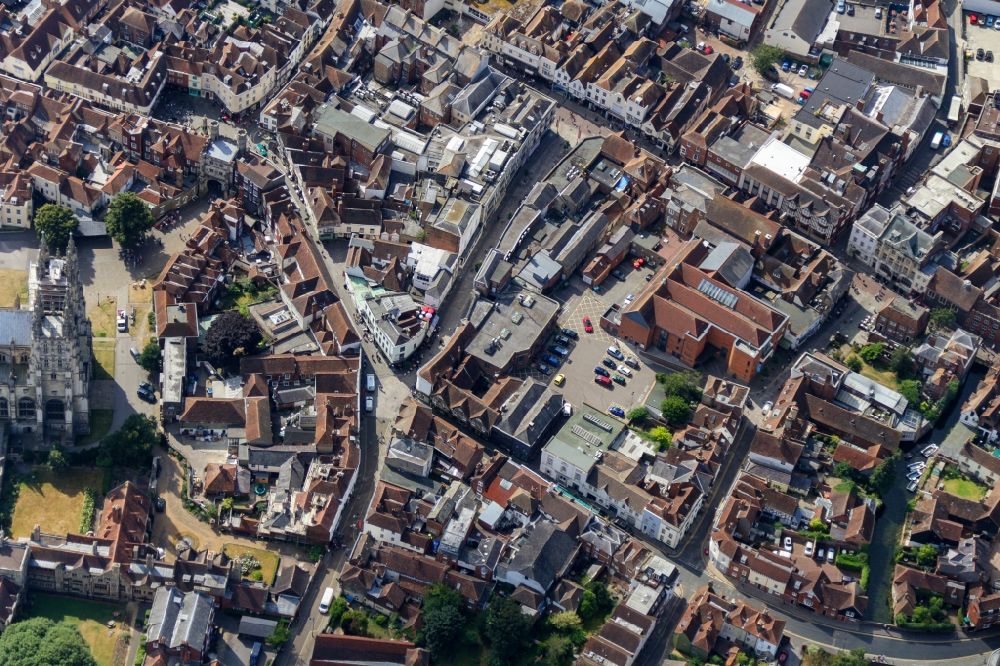 Luftaufnahme Canterbury - Stadtansicht vom Innenstadtbereich in Canterbury in England, Vereinigtes Königreich