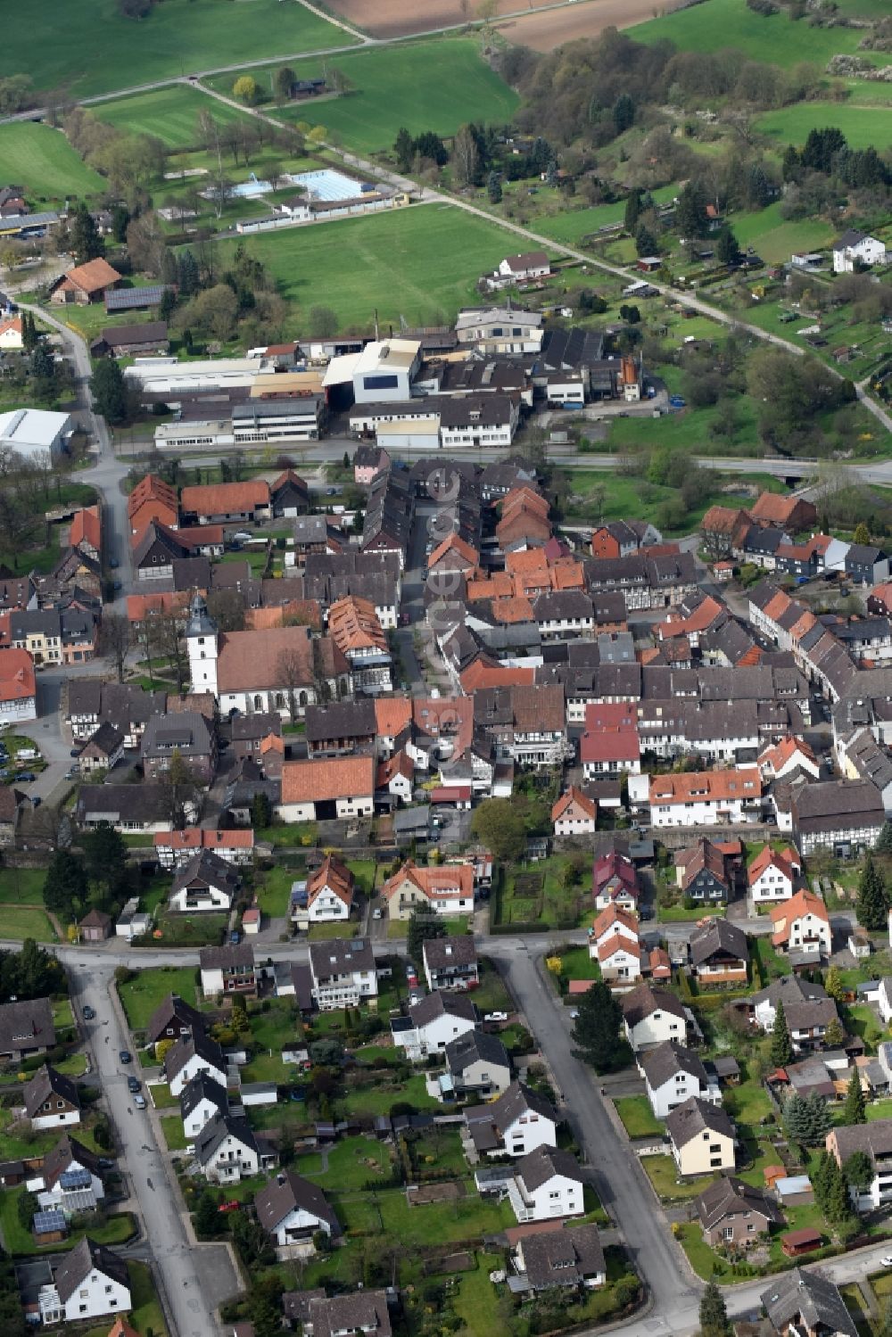 Luftaufnahme Dassel - Stadtansicht vom Innenstadtbereich in Dassel im Bundesland Niedersachsen