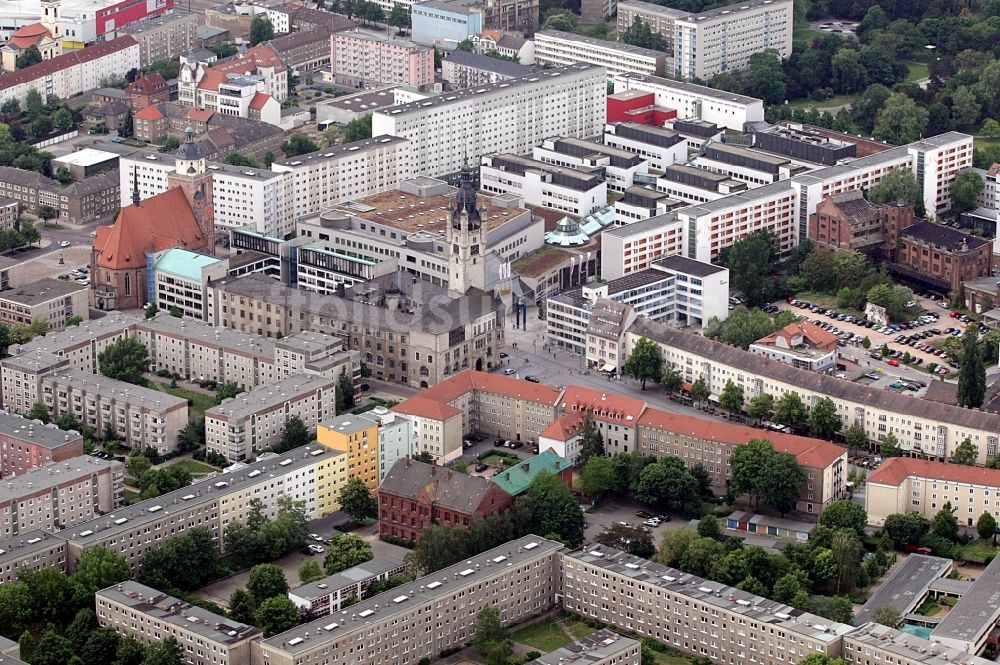 Dessau-Roßlau von oben - Stadtansicht vom Innenstadtbereich in Dessau-Roßlau im Bundesland Sachsen-Anhalt, Deutschland