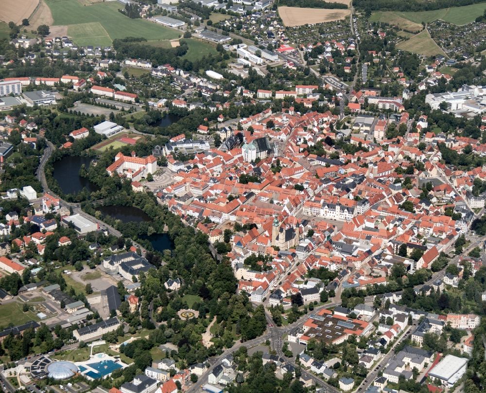 Luftaufnahme Freiberg - Stadtansicht vom Innenstadtbereich und Dom in Freiberg im Bundesland Sachsen