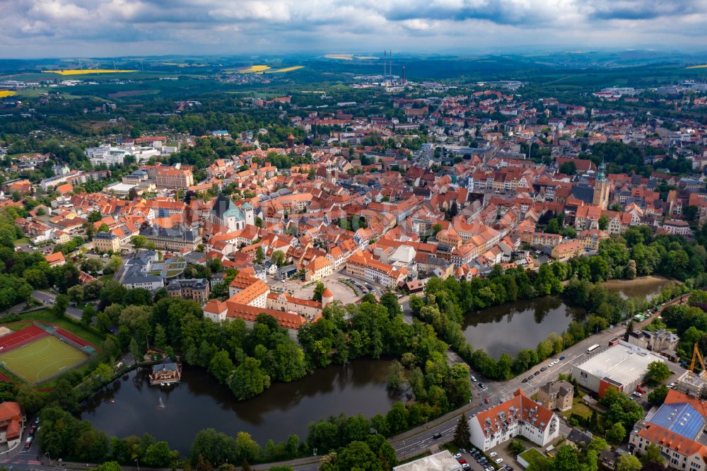Luftbild Freiberg - Stadtansicht vom Innenstadtbereich und Dom in Freiberg im Bundesland Sachsen
