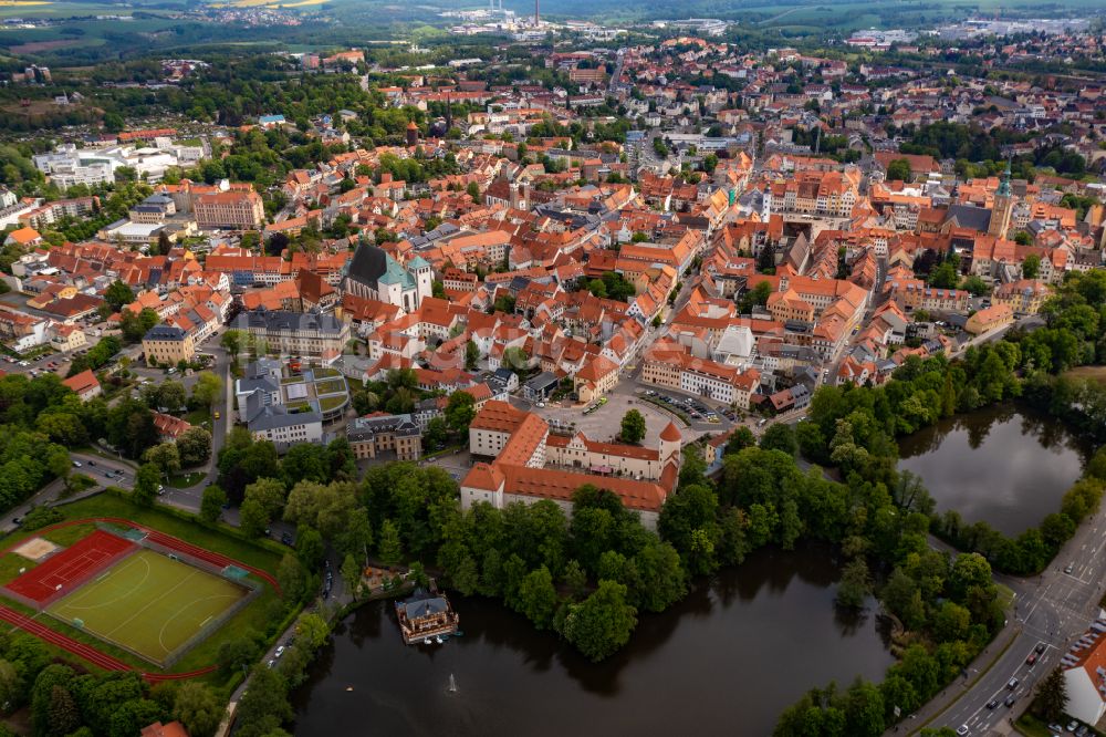 Luftaufnahme Freiberg - Stadtansicht vom Innenstadtbereich und Dom in Freiberg im Bundesland Sachsen
