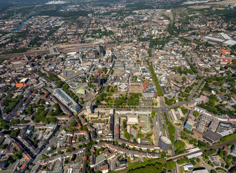 Luftaufnahme Dortmund - Stadtansicht vom Innenstadtbereich in Dortmund im Bundesland Nordrhein-Westfalen, Deutschland