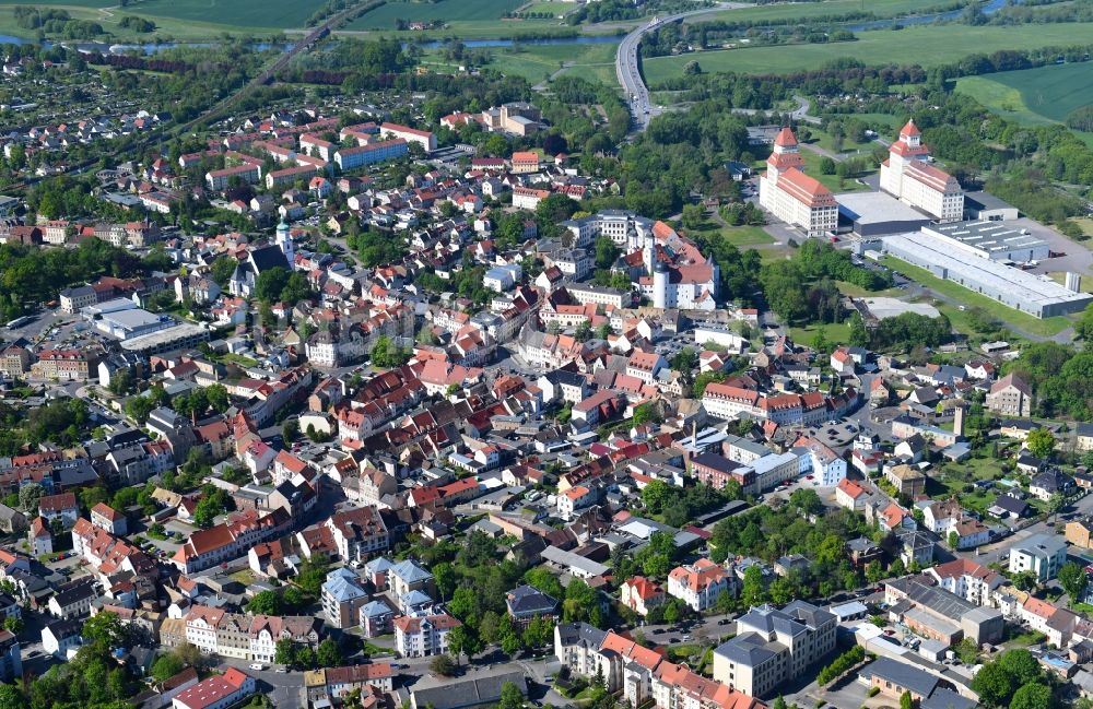 Luftbild Wurzen - Stadtansicht vom Innenstadtbereich entlang dem Badergraben - Wenceslaigasse in Wurzen im Bundesland Sachsen, Deutschland