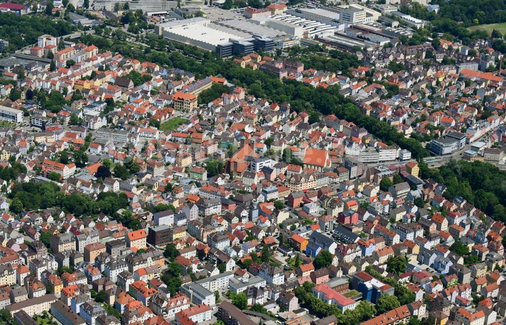 Augsburg von oben - Stadtansicht vom Innenstadtbereich entlang der Donauwörther Straße - Pfarrhausstraße in Augsburg im Bundesland Bayern, Deutschland