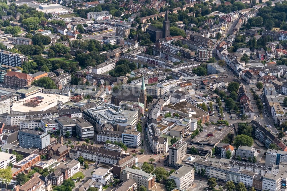 Luftbild Bottrop - Stadtansicht vom Innenstadtbereich entlang der Hochstraße in Bottrop im Bundesland Nordrhein-Westfalen, Deutschland