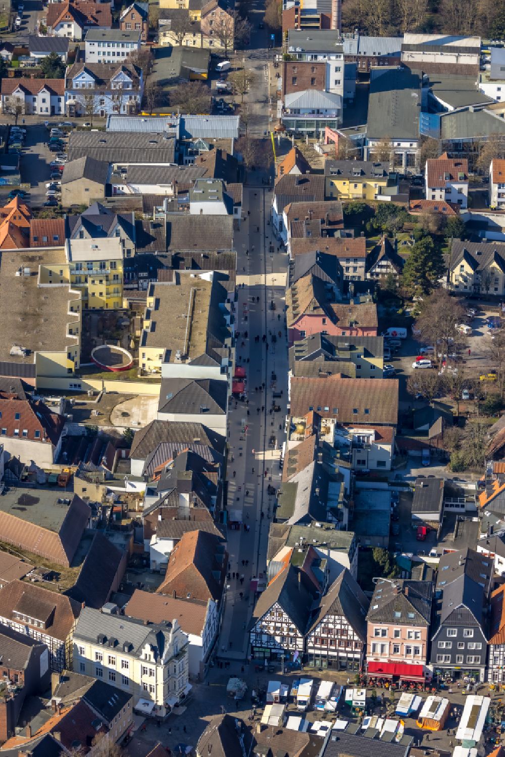 Luftaufnahme Unna - Stadtansicht vom Innenstadtbereich entlang der Massener Straße in Unna im Bundesland Nordrhein-Westfalen, Deutschland