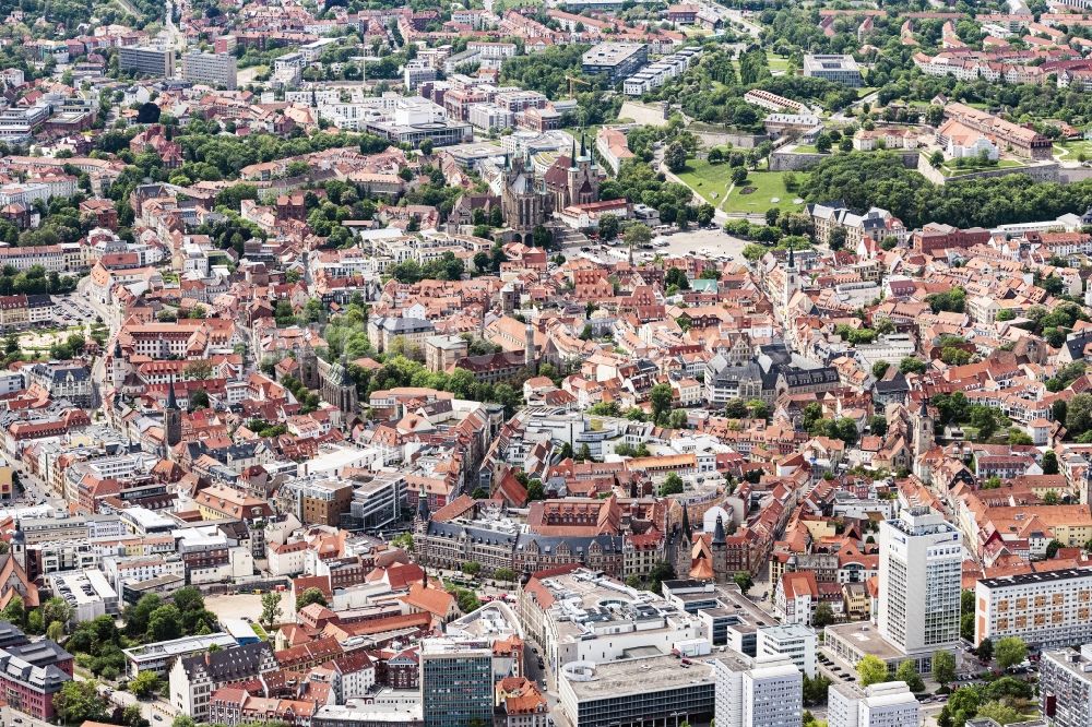 Luftbild Erfurt - Stadtansicht vom Innenstadtbereich in Erfurt im Bundesland Thüringen, Deutschland