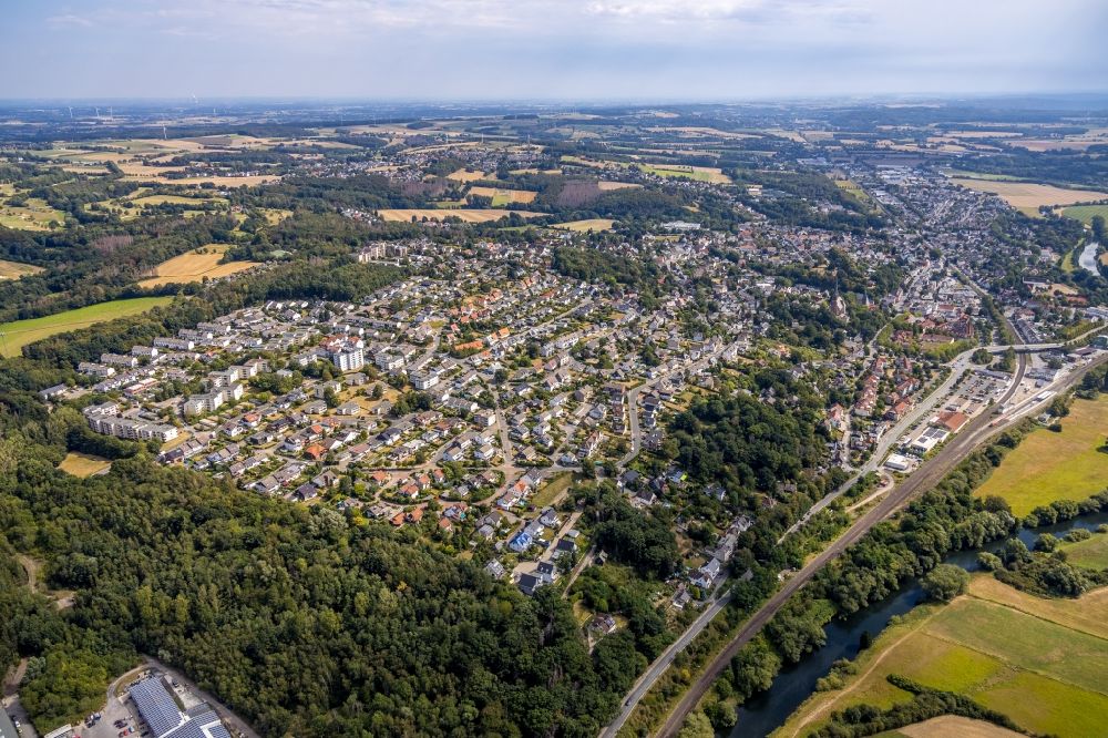 Fröndenberg/Ruhr aus der Vogelperspektive: Stadtansicht vom Innenstadtbereich in Fröndenberg/Ruhr im Bundesland Nordrhein-Westfalen, Deutschland
