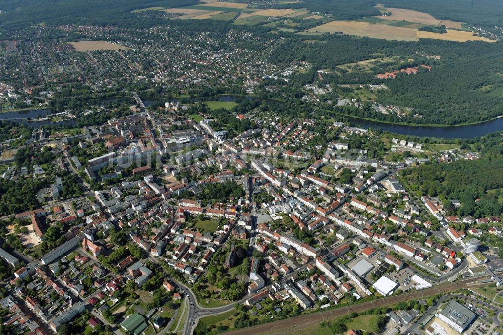 Fürstenwalde/Spree aus der Vogelperspektive: Stadtansicht vom Innenstadtbereich in Fürstenwalde/Spree im Bundesland Brandenburg