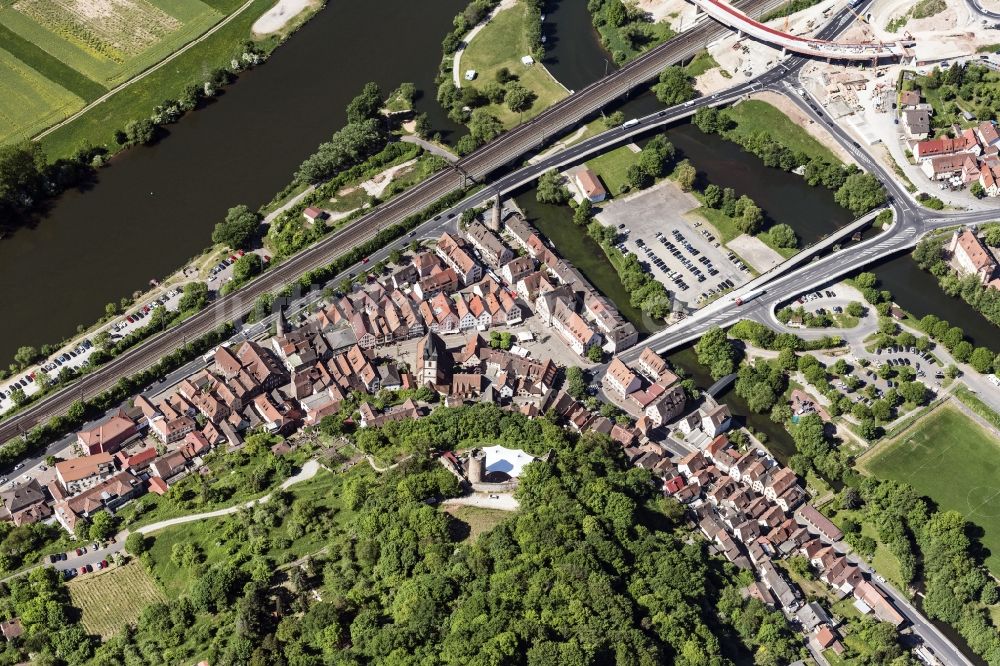 Luftaufnahme Gemünden am Main - Stadtansicht vom Innenstadtbereich in Gemünden am Main im Bundesland Bayern, Deutschland