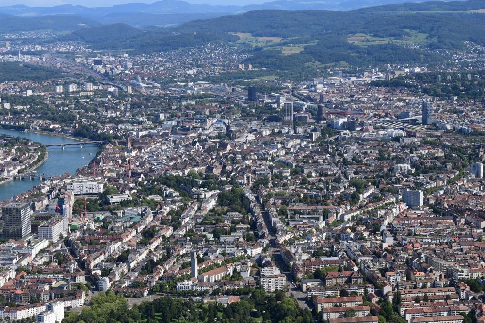 Luftbild Basel - Stadtansicht vom Innenstadtbereich Grossbasel mit den neuen Hochhäusern in Basel, Schweiz