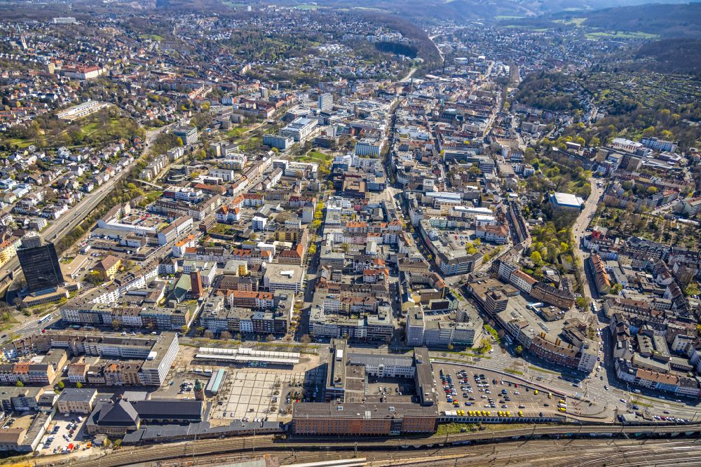 Luftaufnahme Hagen - Stadtansicht vom Innenstadtbereich in Hagen im Bundesland Nordrhein-Westfalen, Deutschland