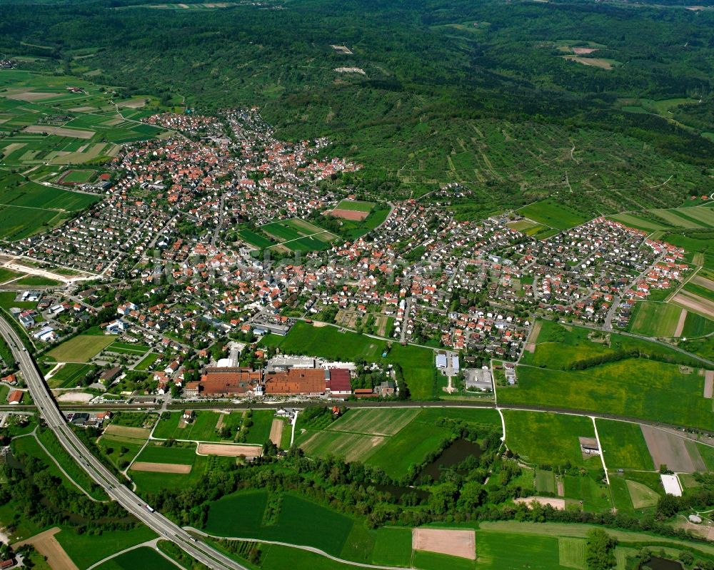 Haubersbronn aus der Vogelperspektive: Stadtansicht vom Innenstadtbereich in Haubersbronn im Bundesland Baden-Württemberg, Deutschland