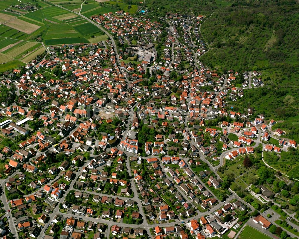 Haubersbronn von oben - Stadtansicht vom Innenstadtbereich in Haubersbronn im Bundesland Baden-Württemberg, Deutschland