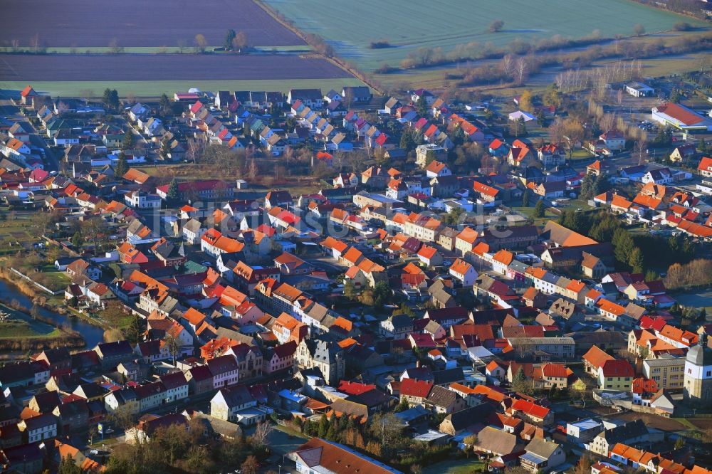 Heldrungen von oben - Stadtansicht vom Innenstadtbereich in Heldrungen im Bundesland Thüringen, Deutschland