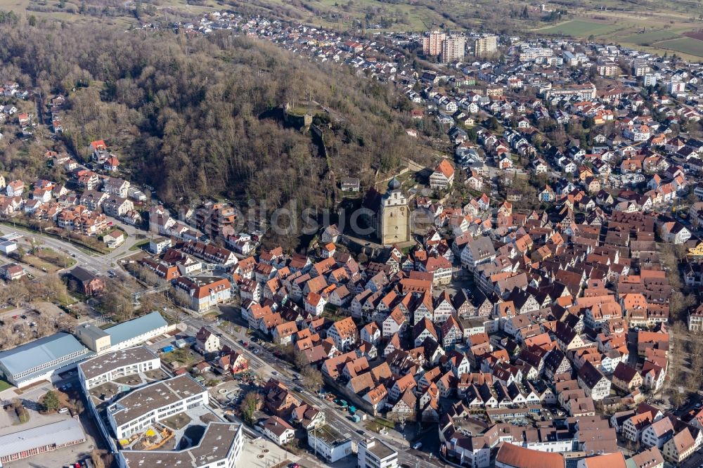 Herrenberg aus der Vogelperspektive: Stadtansicht vom Innenstadtbereich in Herrenberg im Bundesland Baden-Württemberg, Deutschland