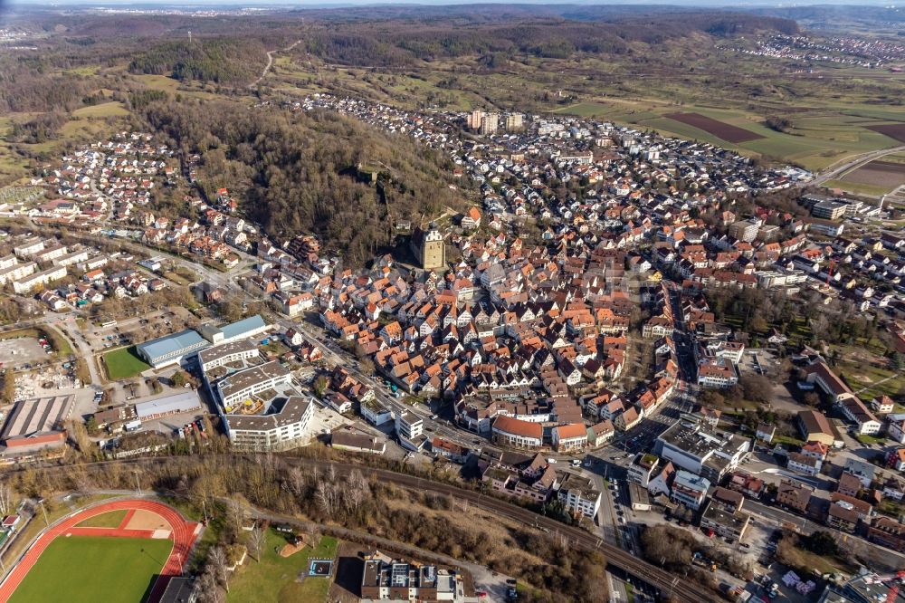 Luftbild Herrenberg - Stadtansicht vom Innenstadtbereich in Herrenberg im Bundesland Baden-Württemberg, Deutschland