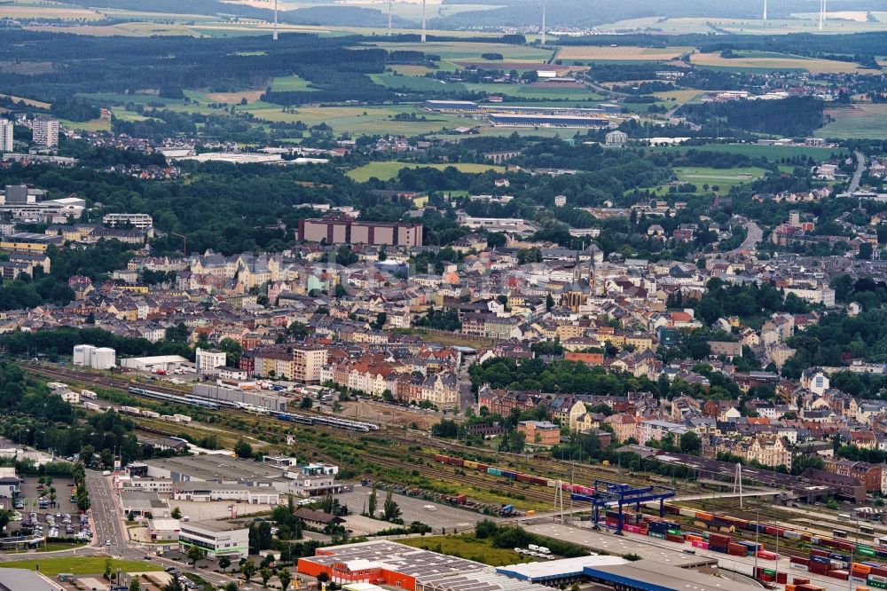 Luftaufnahme Hof - Stadtansicht vom Innenstadtbereich in Hof im Bundesland Bayern, Deutschland