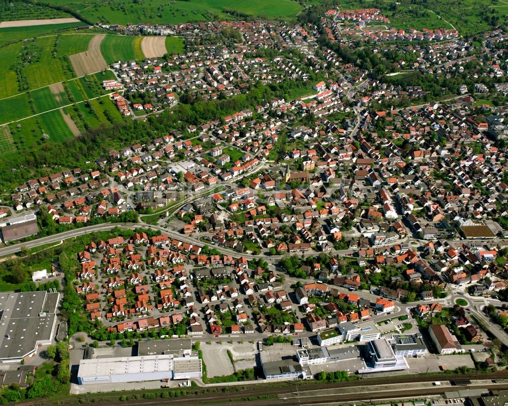 Holzheim aus der Vogelperspektive: Stadtansicht vom Innenstadtbereich in Holzheim im Bundesland Baden-Württemberg, Deutschland