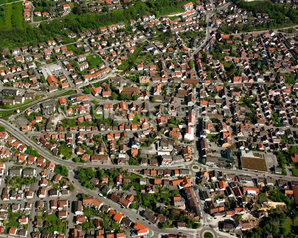Luftaufnahme Holzheim - Stadtansicht vom Innenstadtbereich in Holzheim im Bundesland Baden-Württemberg, Deutschland