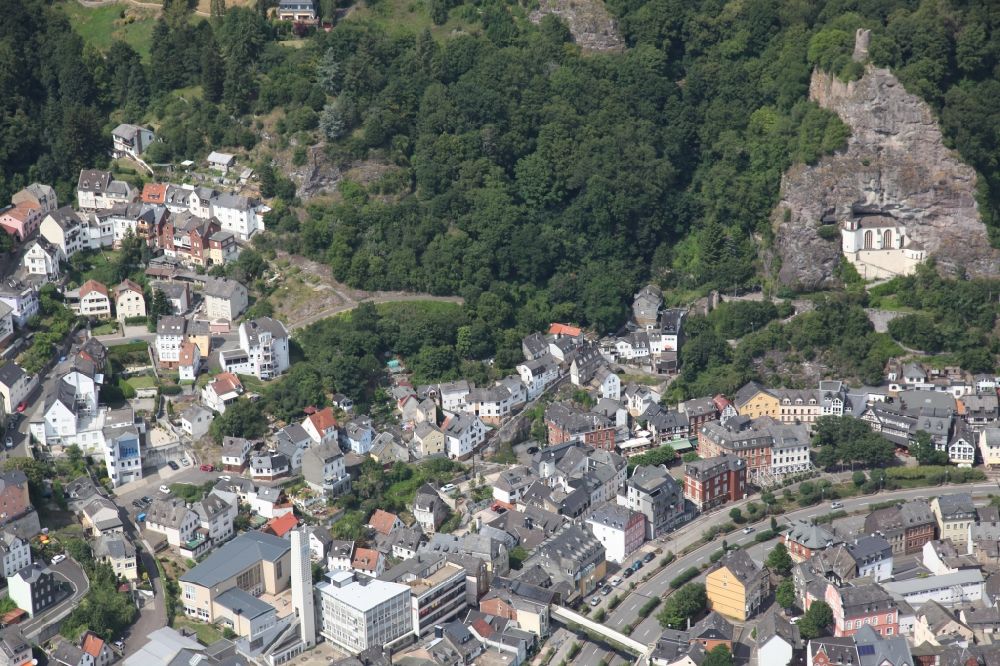 Idar-Oberstein von oben - Stadtansicht vom Innenstadtbereich in Idar-Oberstein im Bundesland Rheinland-Pfalz, Deutschland