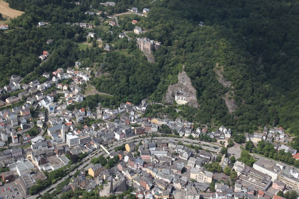 Luftaufnahme Idar-Oberstein - Stadtansicht vom Innenstadtbereich in Idar-Oberstein im Bundesland Rheinland-Pfalz, Deutschland