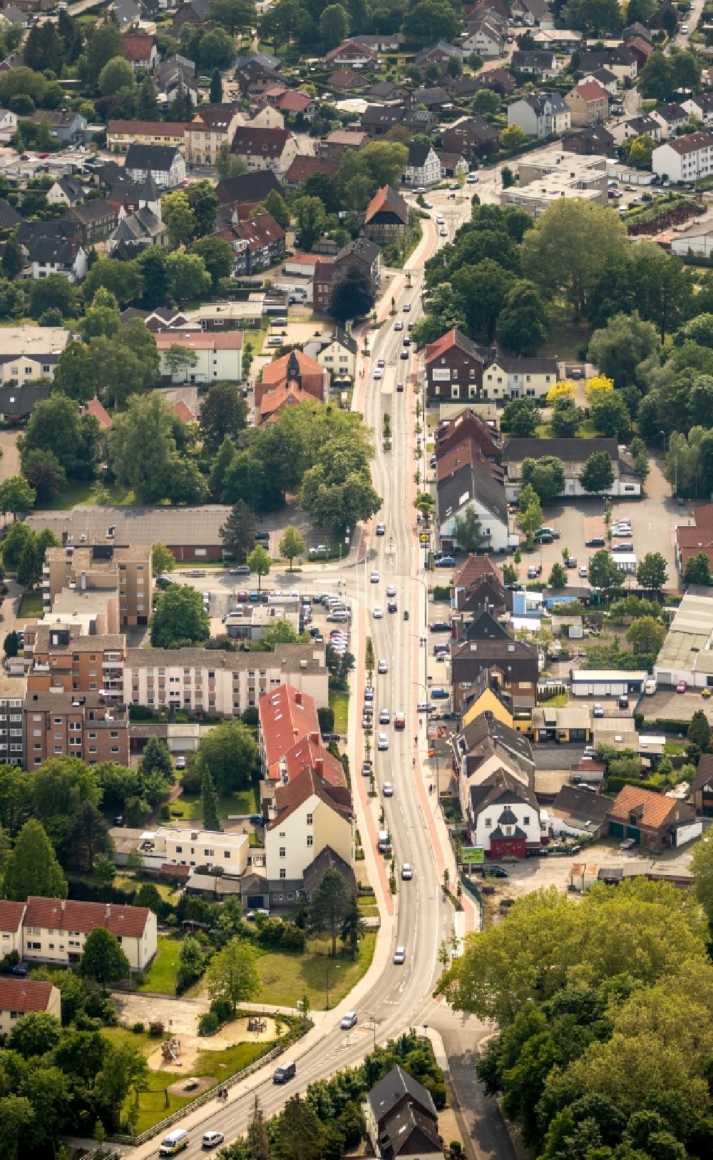 Hamm von oben - Stadtansicht vom Innenstadtbereich Kamener Straße in Hamm im Bundesland Nordrhein-Westfalen, Deutschland