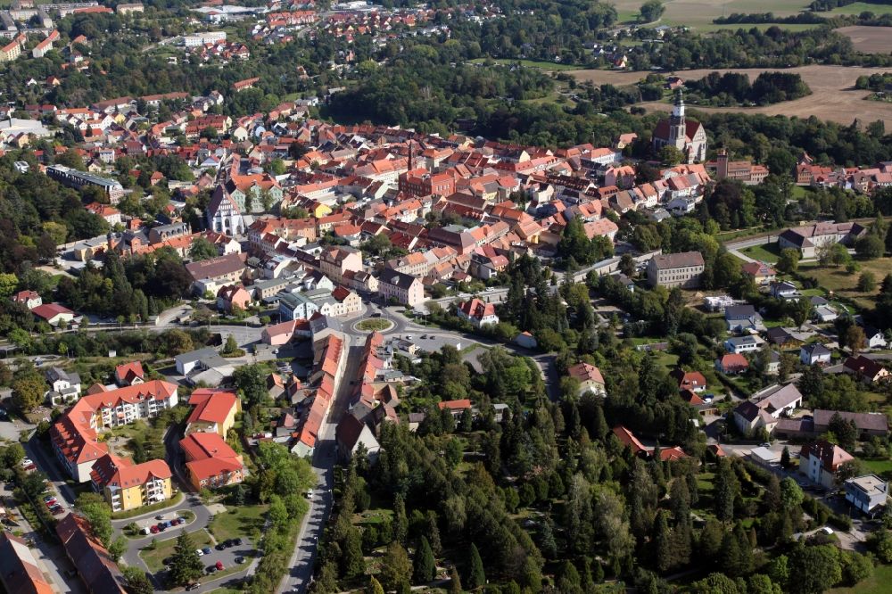 Luftaufnahme Kamenz - Stadtansicht vom Innenstadtbereich in Kamenz im Bundesland Sachsen, Deutschland