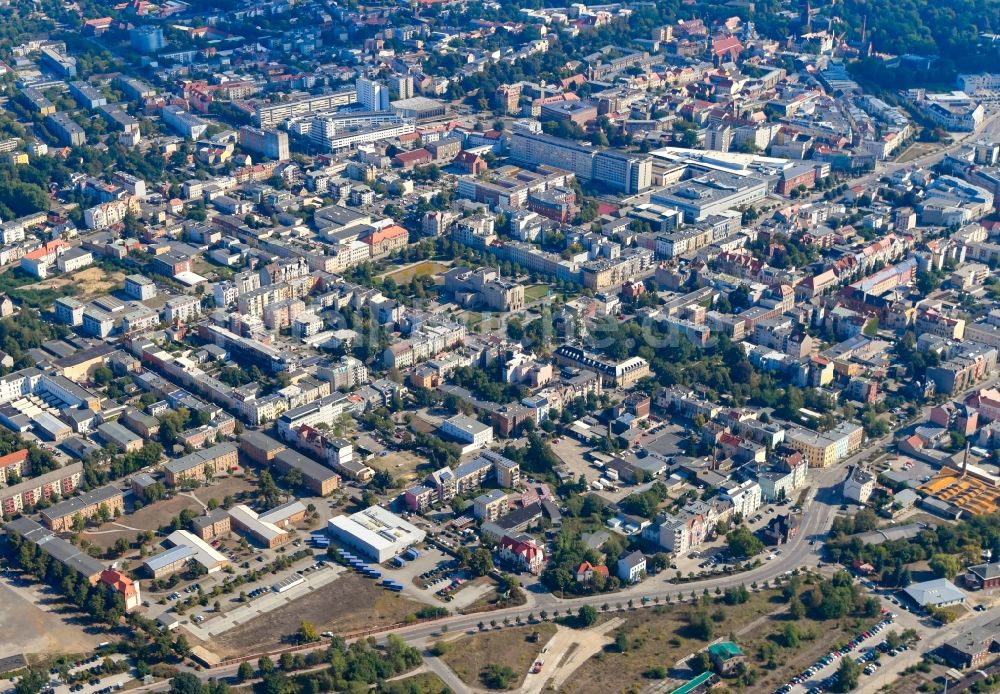 Luftaufnahme Cottbus - Stadtansicht vom Innenstadtbereich an der Karl-Liebknecht-Straße in Cottbus im Bundesland Brandenburg, Deutschland