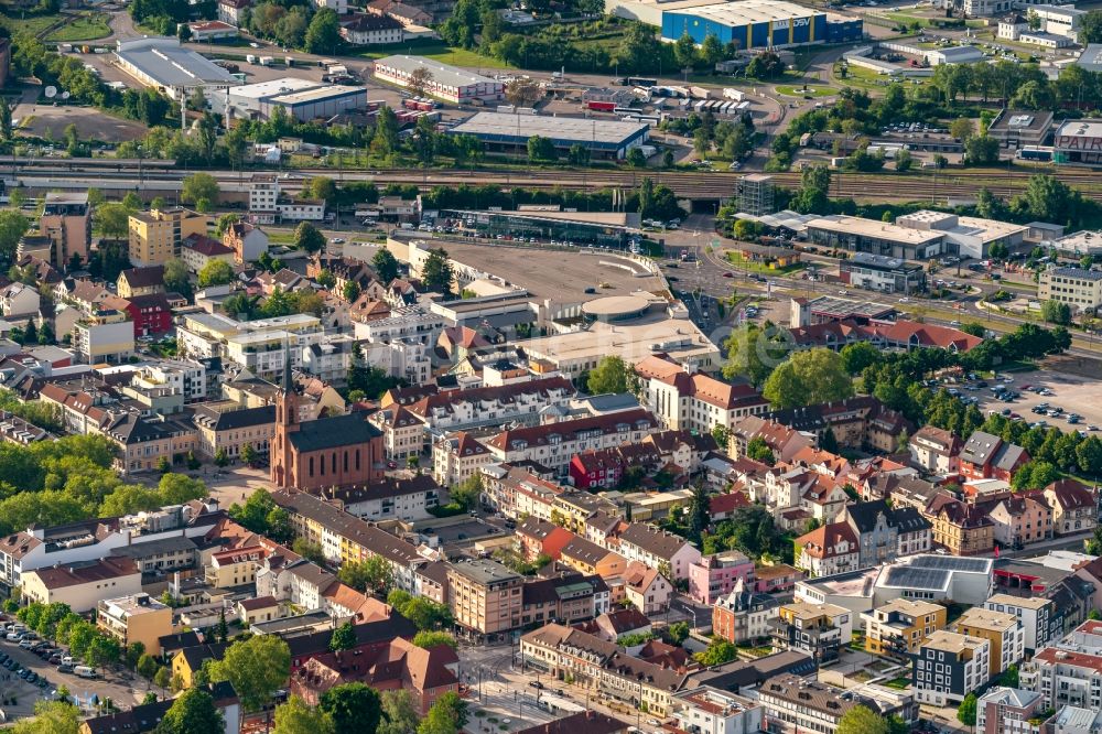 Kehl von oben - Stadtansicht vom Innenstadtbereich in Kehl im Bundesland Baden-Württemberg, Deutschland