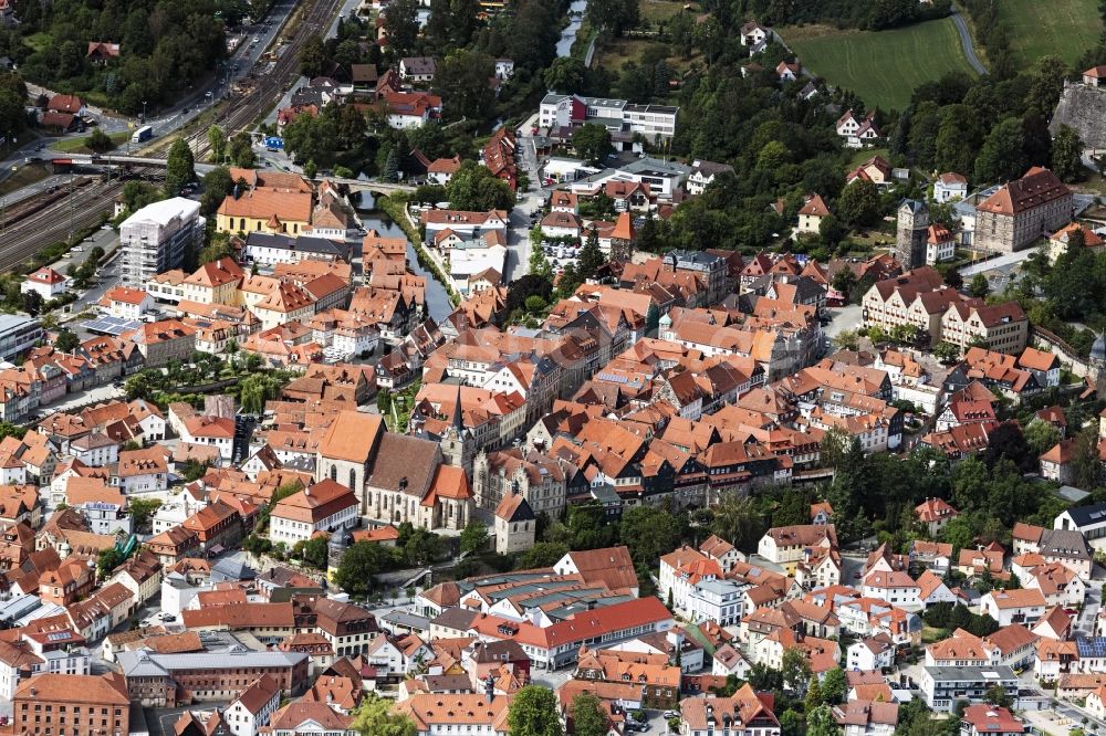 Luftaufnahme Kronach - Stadtansicht vom Innenstadtbereich in Kronach im Bundesland Bayern