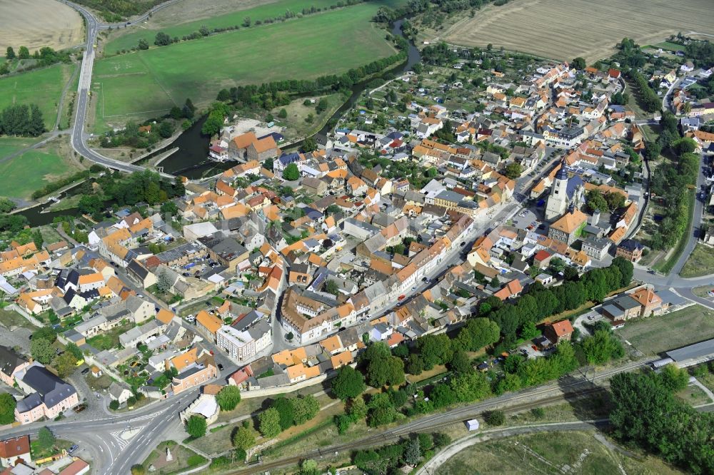 Luftaufnahme Laucha an der Unstrut - Stadtansicht vom Innenstadtbereich in Laucha an der Unstrut im Bundesland Sachsen-Anhalt, Deutschland
