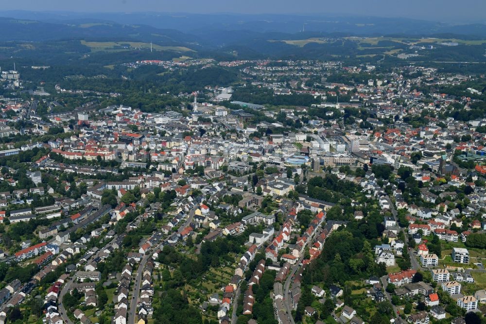 Lüdenscheid von oben - Stadtansicht vom Innenstadtbereich in Lüdenscheid im Bundesland Nordrhein-Westfalen, Deutschland
