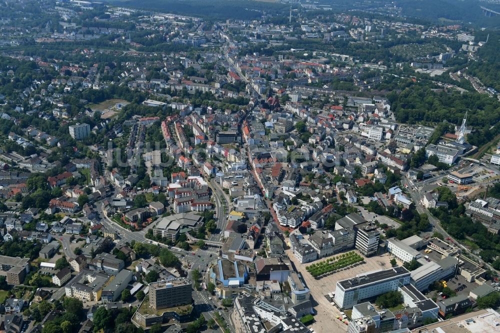Luftaufnahme Lüdenscheid - Stadtansicht vom Innenstadtbereich in Lüdenscheid im Bundesland Nordrhein-Westfalen, Deutschland