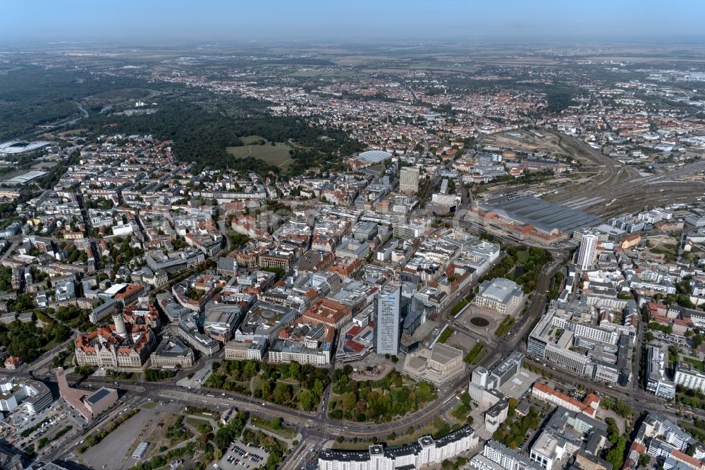Luftbild Leipzig - Stadtansicht vom Innenstadtbereich in Leipzig im Bundesland Sachsen, Deutschland