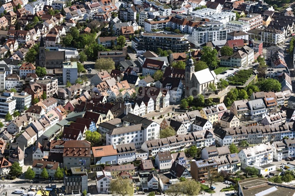 Böblingen von oben - Stadtansicht vom Innenstadtbereich mit Marktplatz und Stadtverwaltung in Böblingen im Bundesland Baden-Württemberg, Deutschland