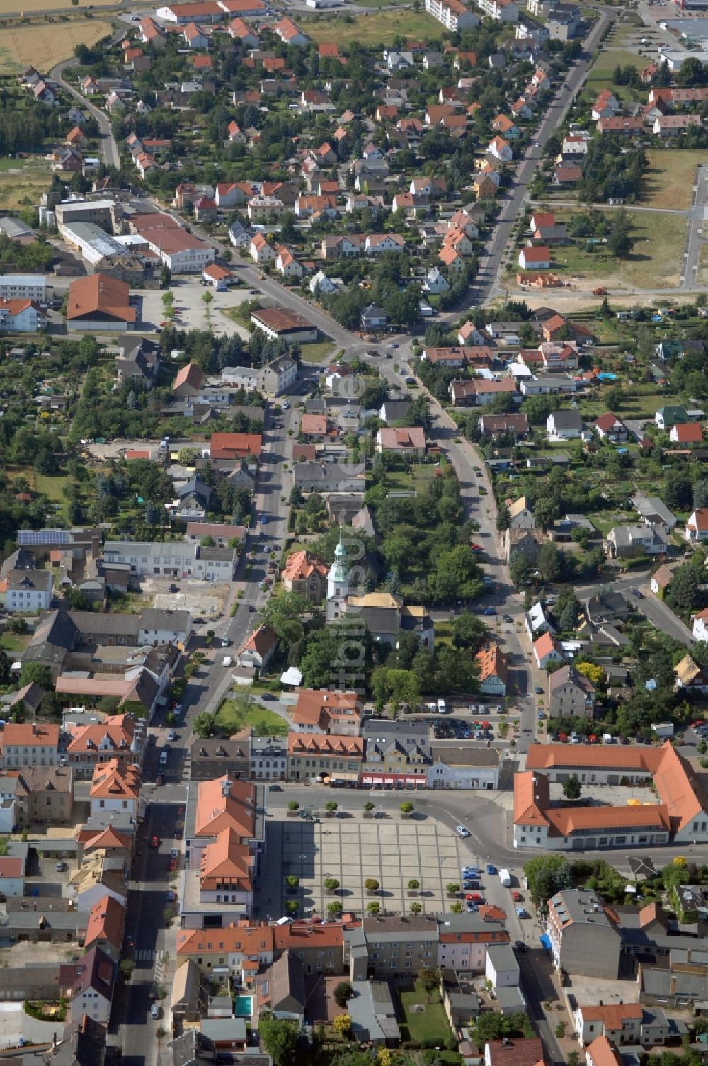Luftaufnahme Naunhof - Stadtansicht vom Innenstadtbereich in Naunhof im Bundesland Sachsen, Deutschland