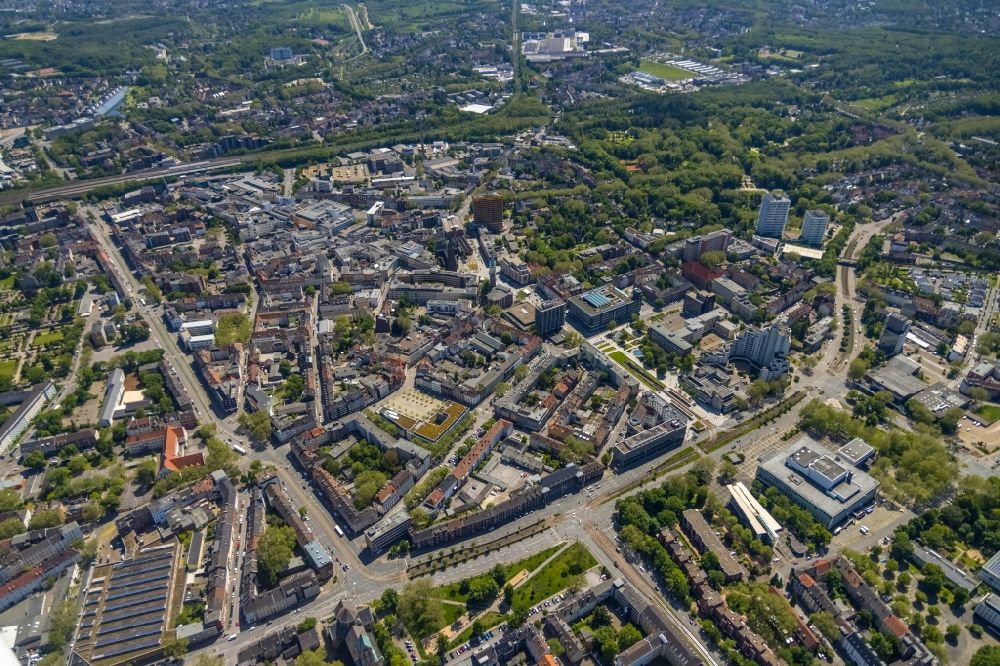 Luftaufnahme Gelsenkirchen - Stadtansicht vom Innenstadtbereich im Ortsteil Altstadt in Gelsenkirchen im Bundesland Nordrhein-Westfalen, Deutschland